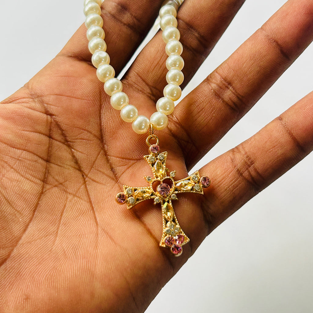 gold trending cross necklace