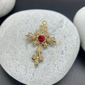 gold red stone charms