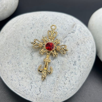 gold red stone charms