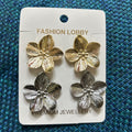 gold and silver plated flower earrings
