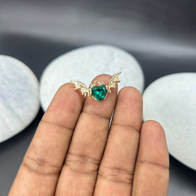 Batty Love gold green heart charms