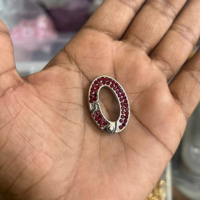 Keychain hook red stone iced out