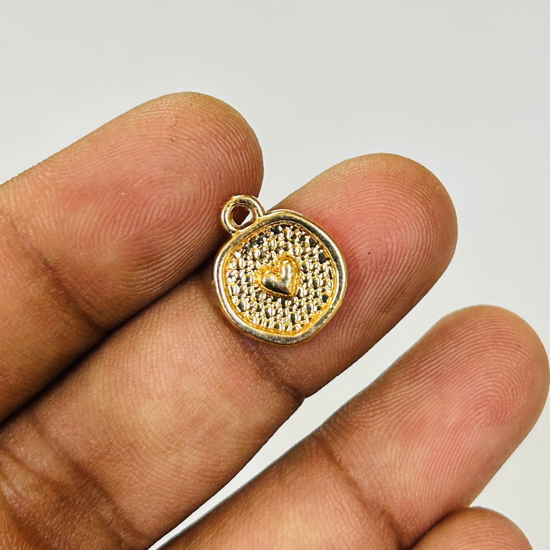 round heart gold charms