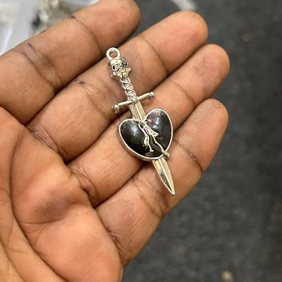 Black Heart Pierced Sword Pendant