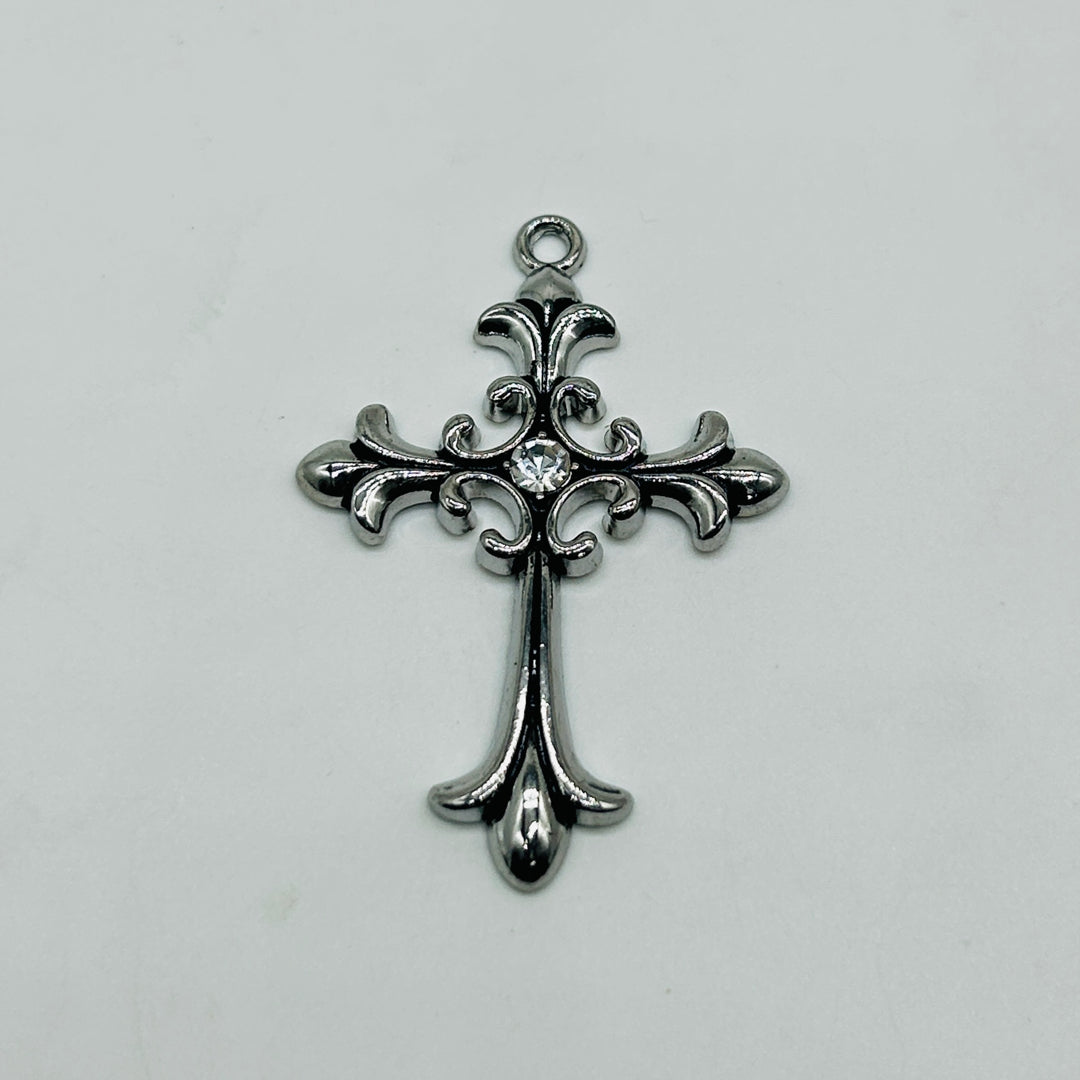 Silver Zirconia stone cross