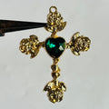 golden green heart rose cross