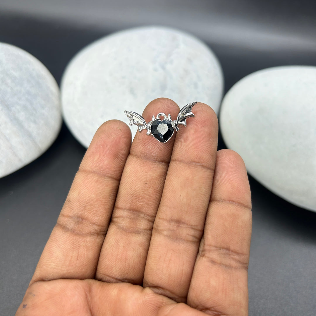 Batty Love silver black heart charms