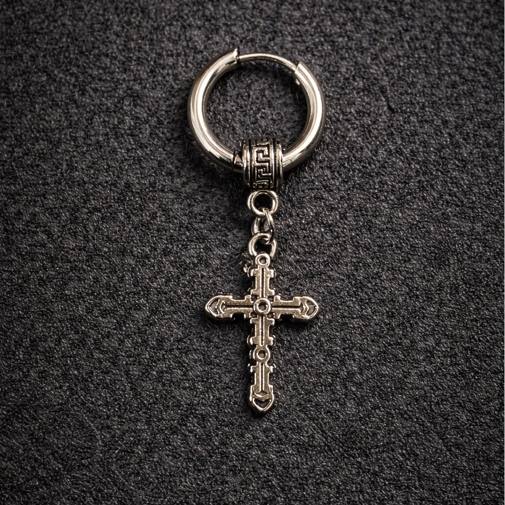 stainless steel small cross earring