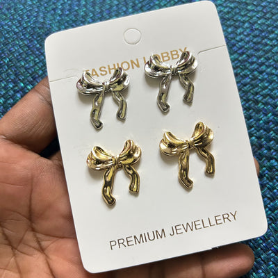 bow cute earrings set of 2 pair