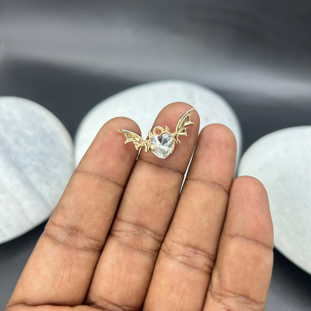 Batty Love gold white heart charms