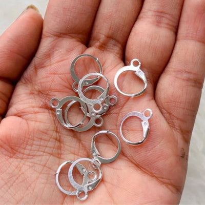 10 pairs earrings hoops silver