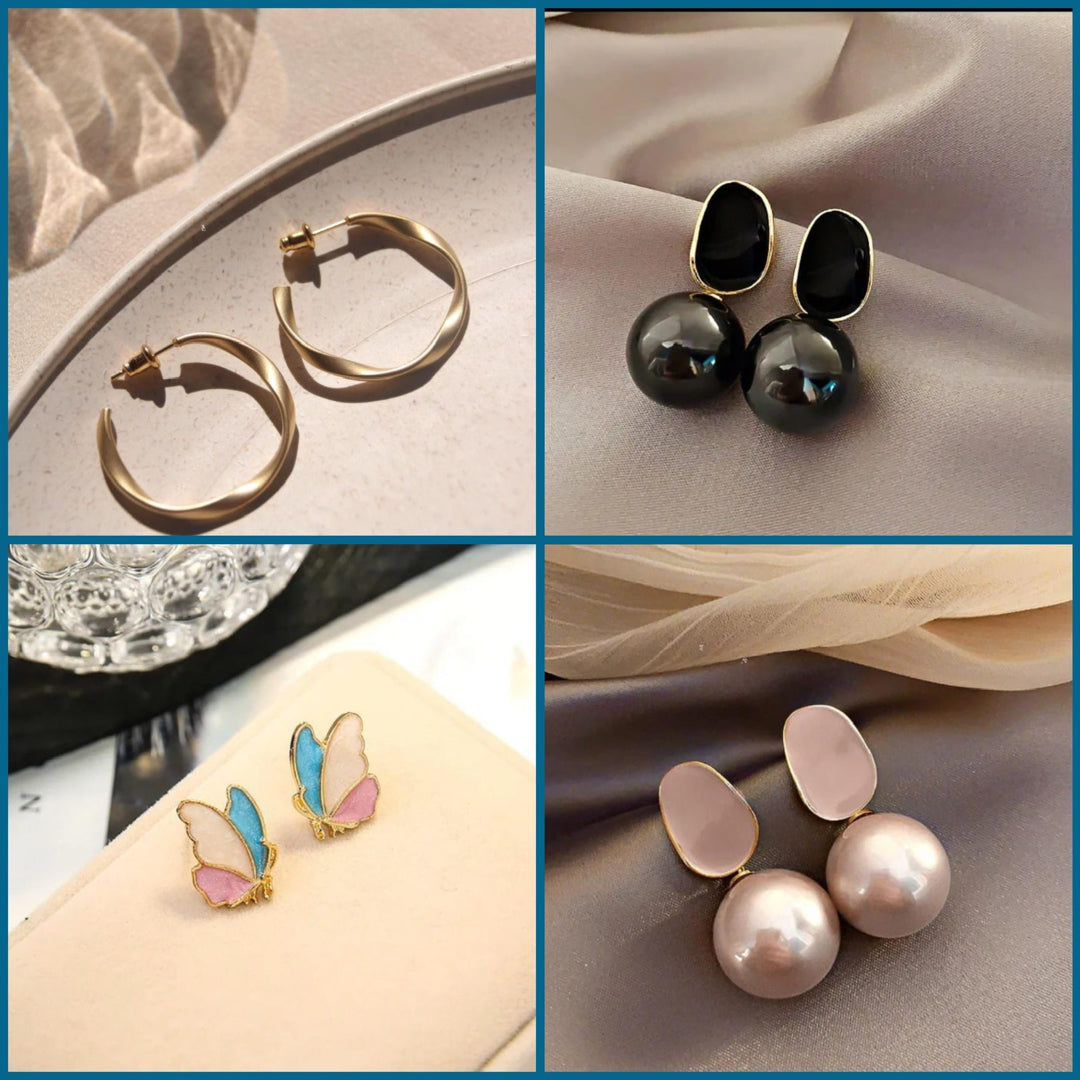 Combo of 4 trendy stylish earrings for girl & women