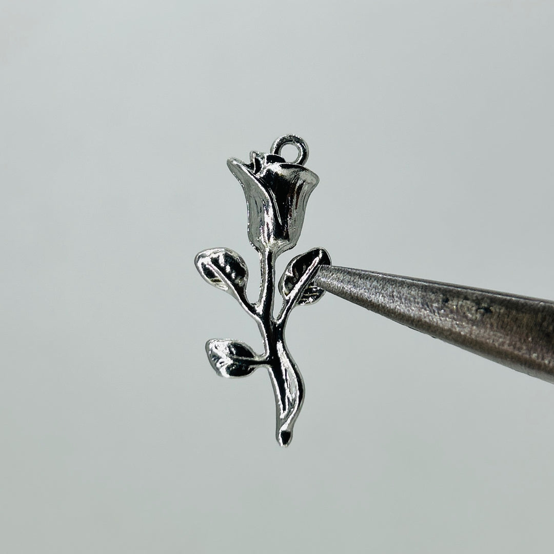 Silver rose charm