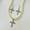 cross necklace and earrings set