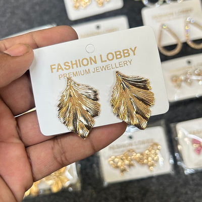 leaf earrings gold plated