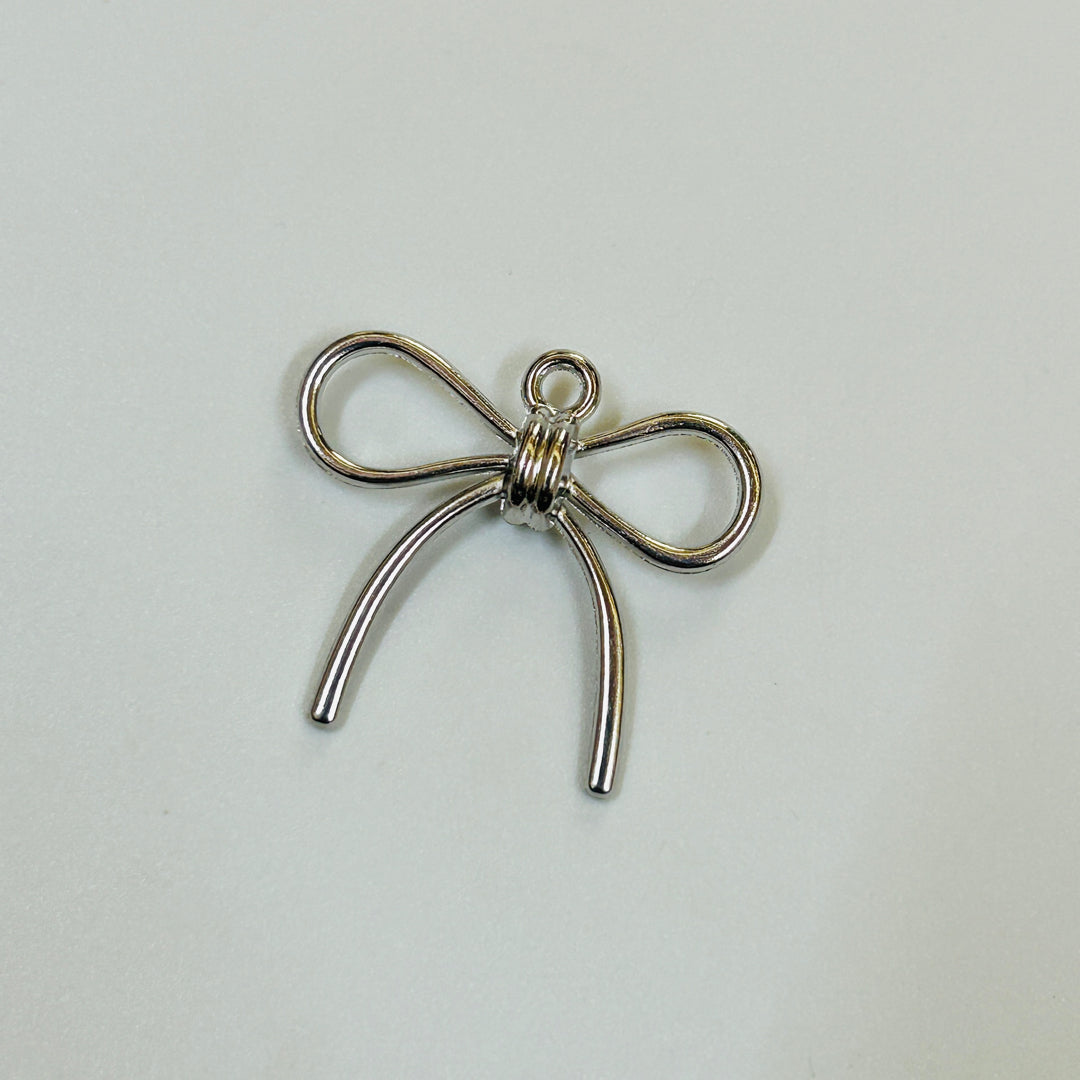 silver big bow charms