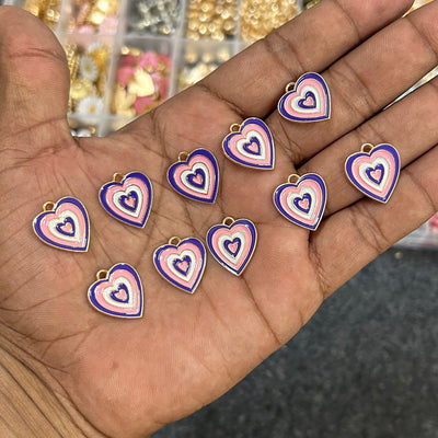 Pink heart charms 10 pcs