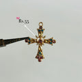golden link blue stone cross