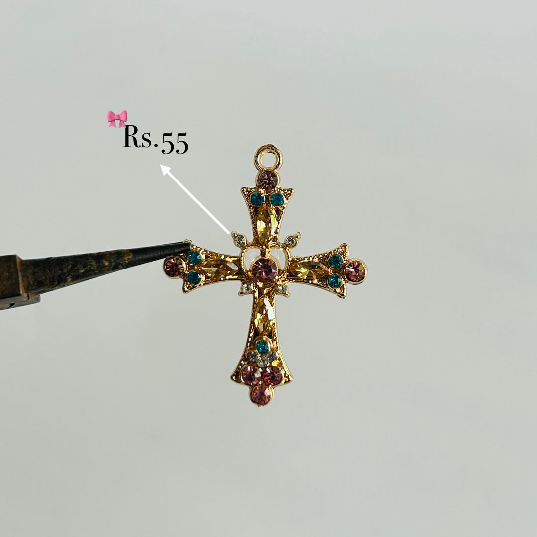 golden link blue stone cross