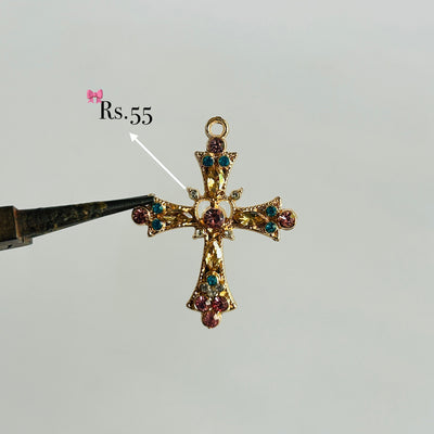 golden link blue stone cross