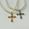 trending cross charms gold and silver set of 2 necklaces