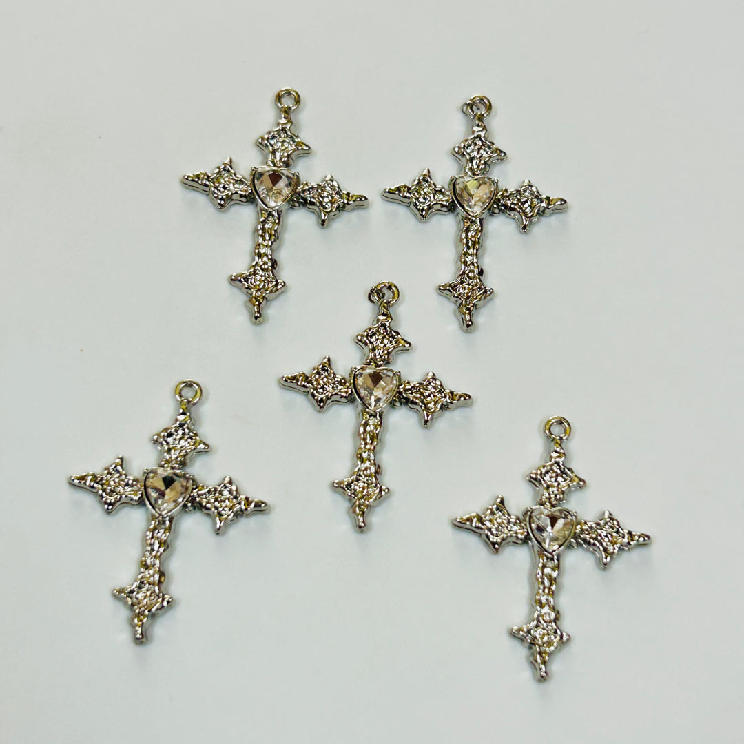Stone cross charm 5 pcs