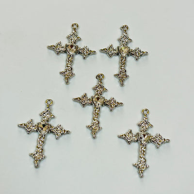 Stone cross charm 5 pcs