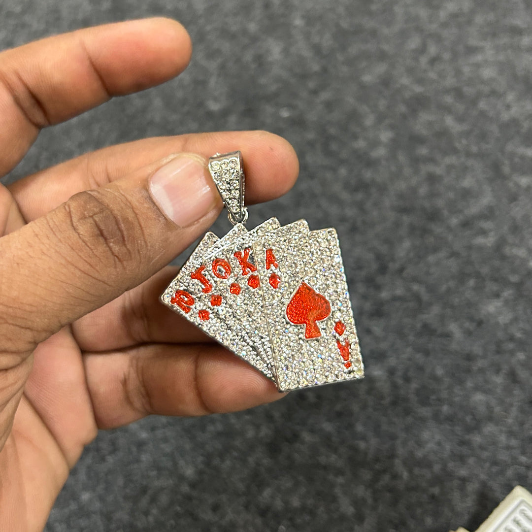 Casino card iced pendant