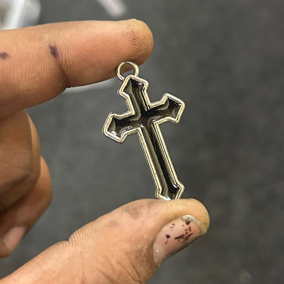 Black Enamel Cross Pendant