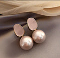 Korean pink big pearl earrings