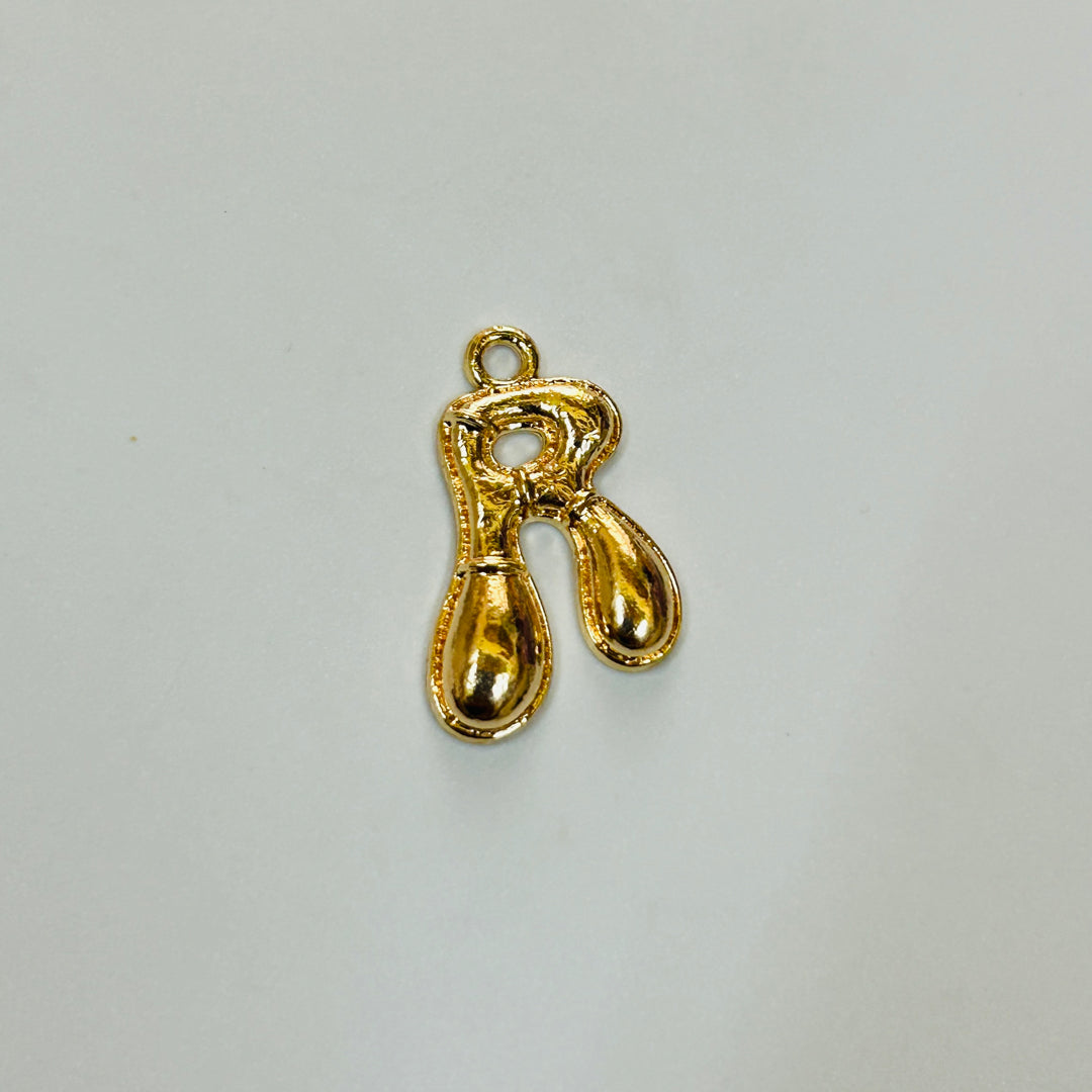 R gold alphabet charm