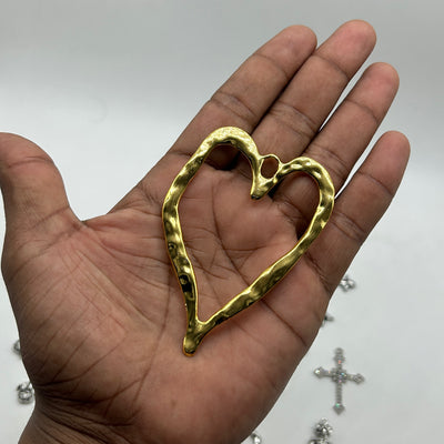 Big gold chunky heart pendant