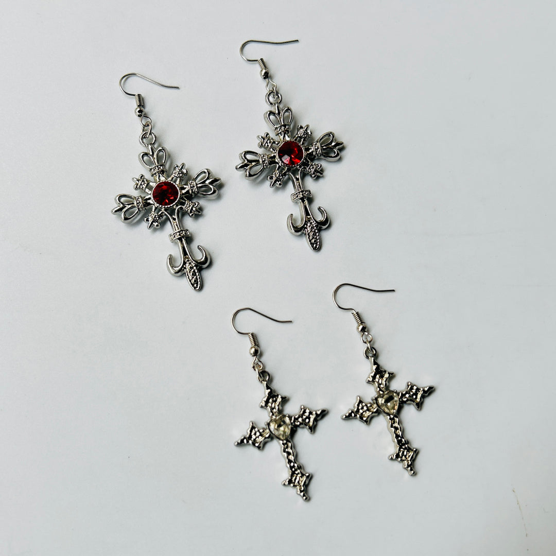 heart trending cross earrings