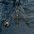 cross / spider / flame key chain