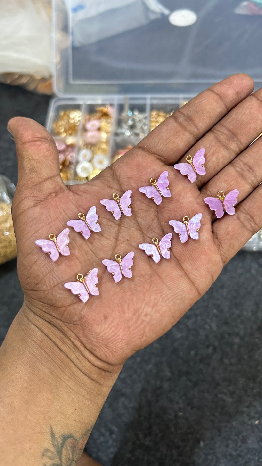 purple butterfly charms 10 pcs