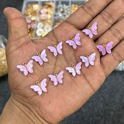 purple butterfly charms 10 pcs