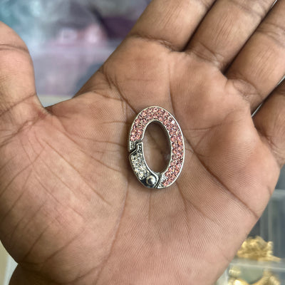 Keychain hook pink stone iced out