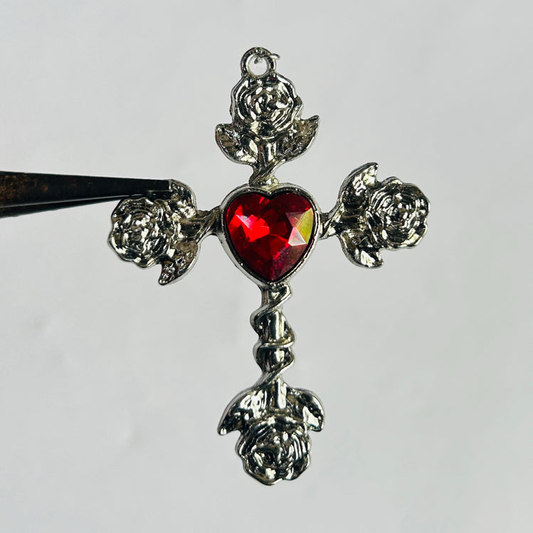 silver Red heart cross