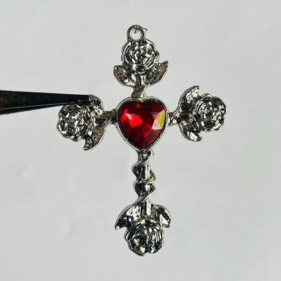 silver Red heart cross