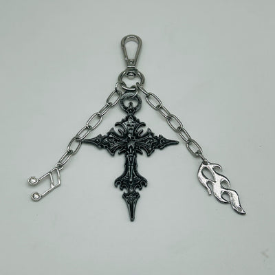 Cross flame music key chain