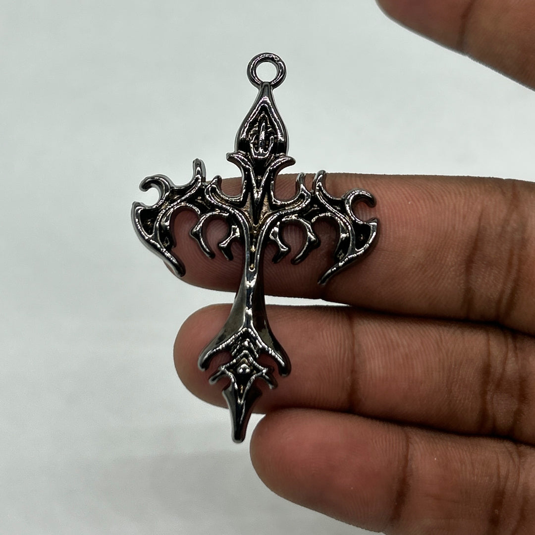 Black gothic cryptic cross pendant