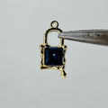 Gold lock charms blue stone