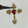 golden red heart rose cross