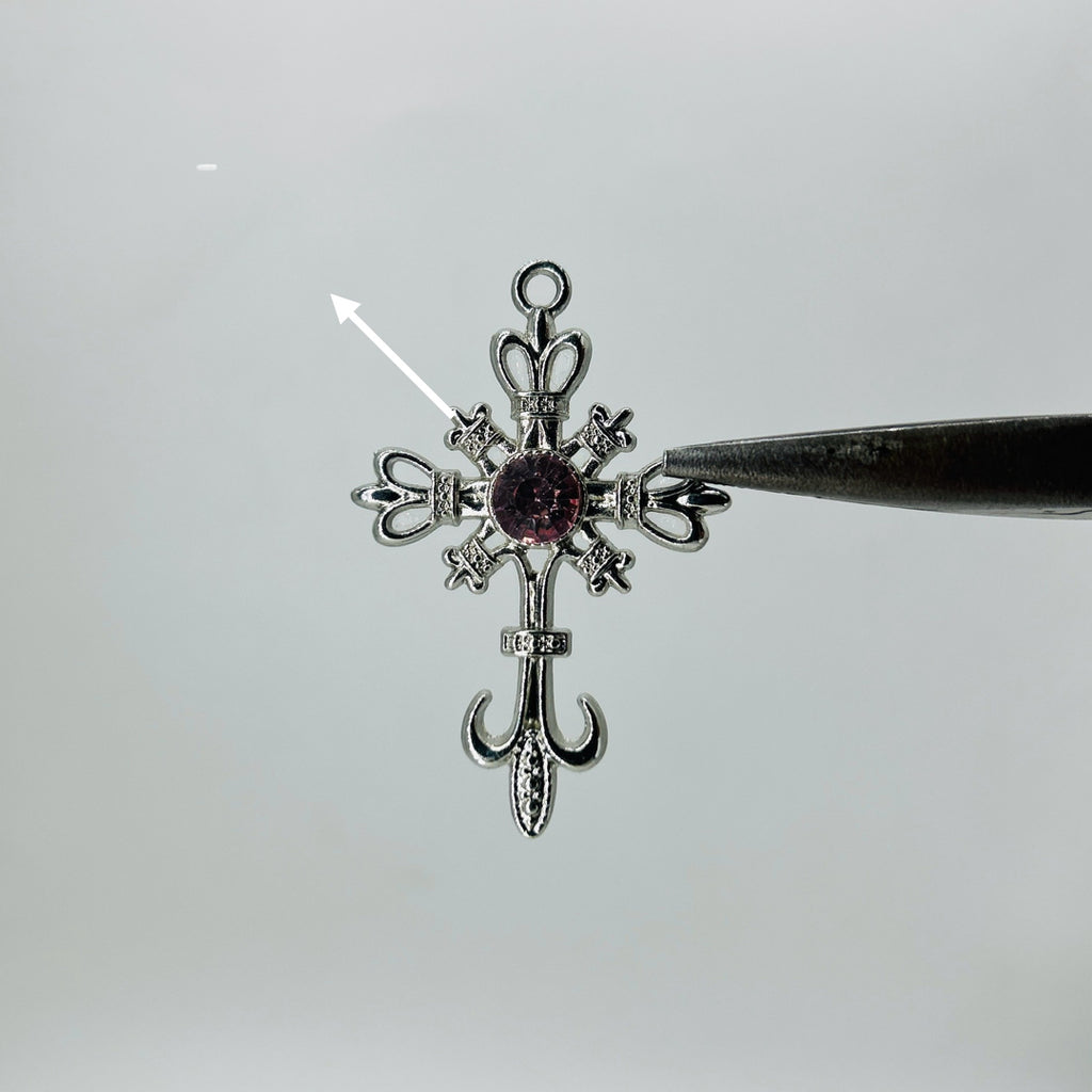 Gothic cross pink stone
