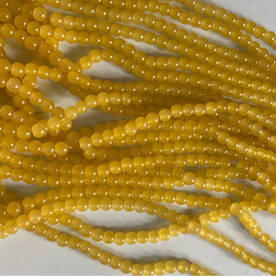 5 Lines yellow glass beads 8 Mm