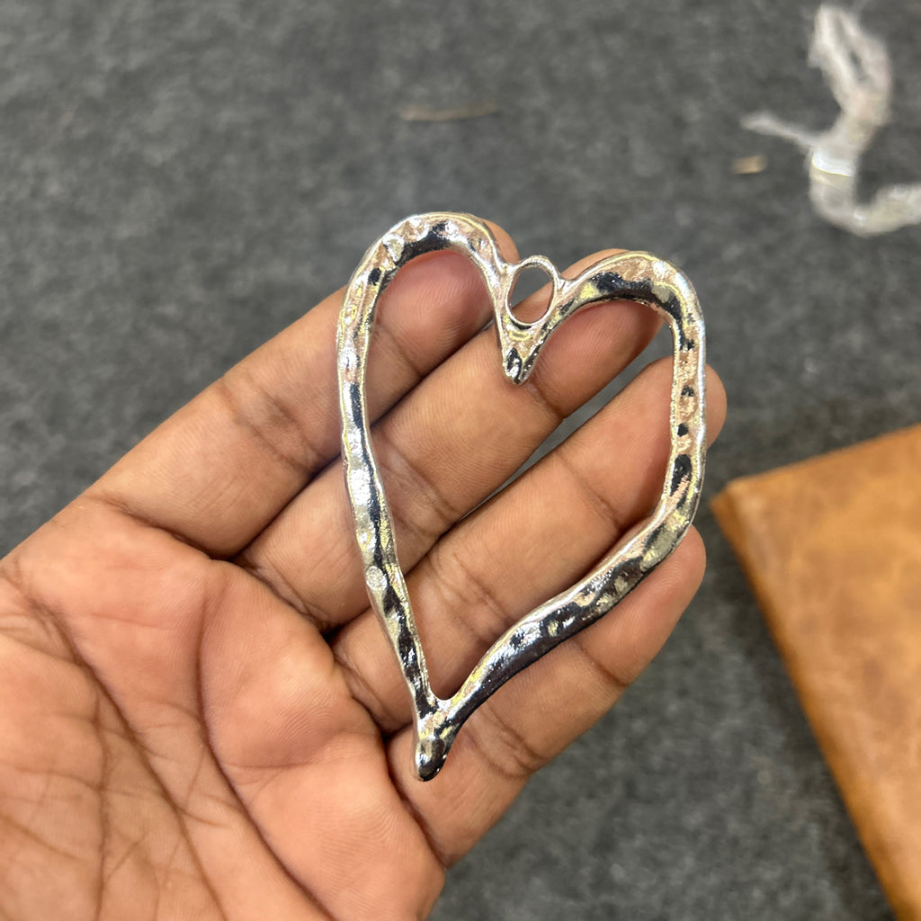 Silver chunky big heart pendant