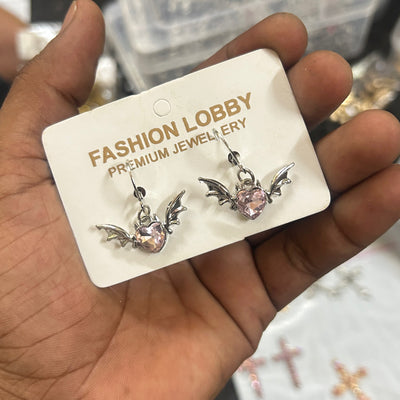 Crystal Winged Love earring set