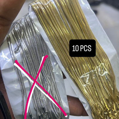 10 PCS ANTI TARNISH GOLD SNAKE CHAIN 20 INCH