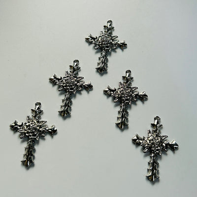 5 pcs Big rose cross pendant
