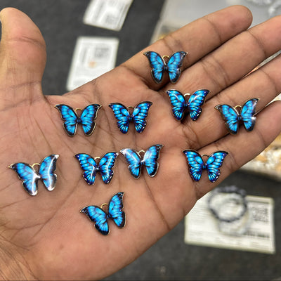 10 pcs blue butterfly charms
